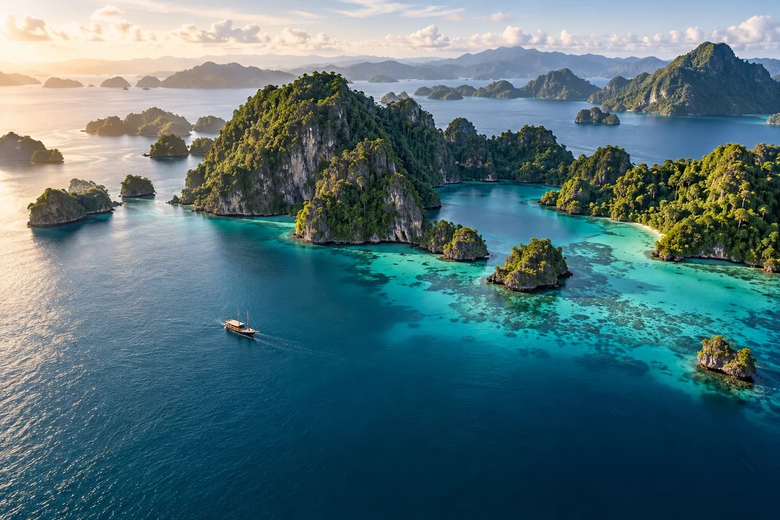 Raja Ampat limestone islands and turquoise lagoons